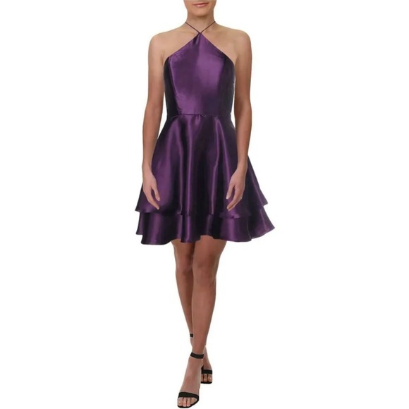 Blondie Nites Women's Short Fit Flare Cocktail Dress Purple Size 7 - Picture 1 of 4